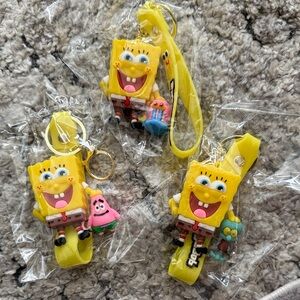 SpongeBob SquarePants Yellow Silicone Keychain Charm with Lanyard
